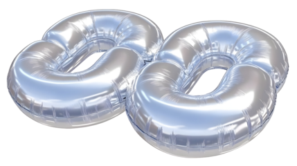 3D Rendered Infinity Symbol Balloon Silver Metallic on Transparent Background