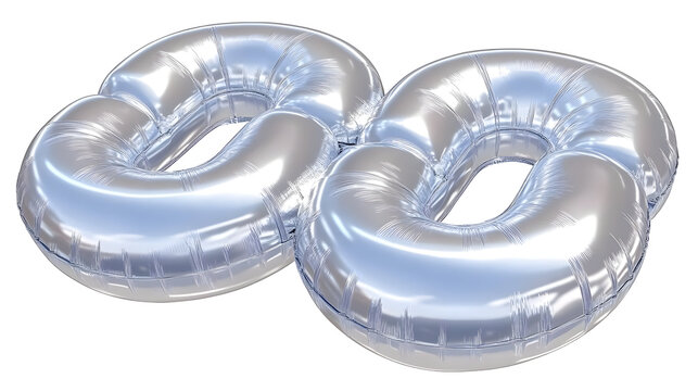3D Rendered Infinity Symbol Balloon Silver Metallic on Transparent Background