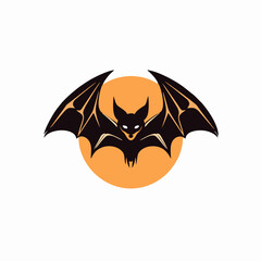 Bat silhouette with orange moon.