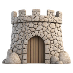 Stone Tower with Wooden Door 3D Render