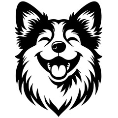 Silhouette of a laughing corgi