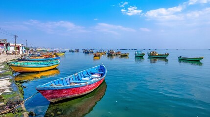 Obraz premium Colorful Fisherboats at Dock
