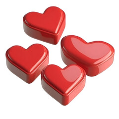 Fototapeta premium 3D Rendering Red Heart Shape Gift Boxes Isolated Background