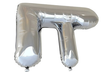 3D Rendered Silver Letter T Balloon Isolated On Transparent Background