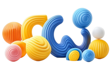 3D Render Of Abstract Colorful Shapes Isolated On Transparent Background