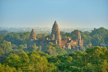 Sunset view of Angkor Wat Temple from Phnom Bakeng Temple.