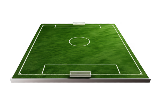3D Rendered Realistic Soccer Field Illustration on a Transparent Background