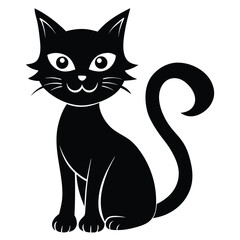 Halloween black cat isolated on white background
