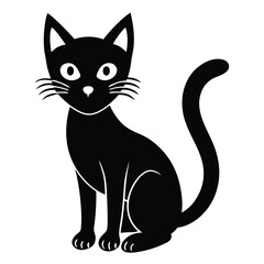 Halloween black cat isolated on white background