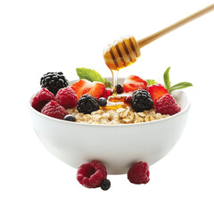 Fresh Berry Oatmeal on transparent background