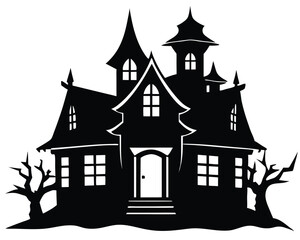 Obraz premium Haunted house isolated on white background
