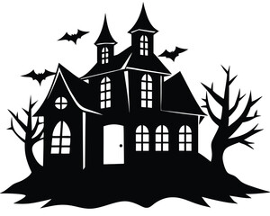Haunted house isolated on white background