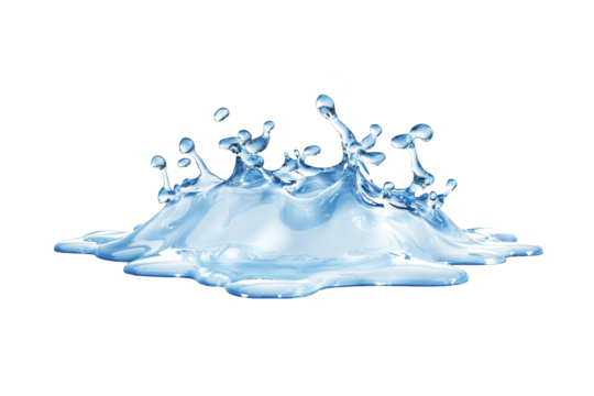 Abstract 3D Render of a Blue Water Splash on Transparent Background