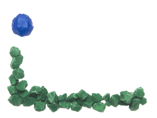 Abstract Illustration Featuring Blue Shape And Green Crystals On Transparent Background