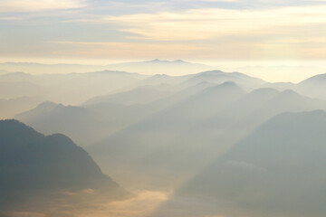 misty mountain hills in the morning