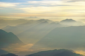 misty mountain hills in the morning