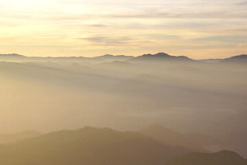 misty mountain hills in the morning