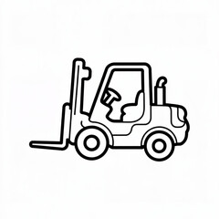 Fototapeta premium Forklift side view outline for warehouse transportation vehicle industrial logistics and material handling icons 