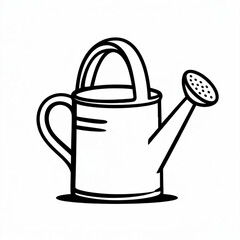 Simple watering can icon in black and white for horticulture and tools