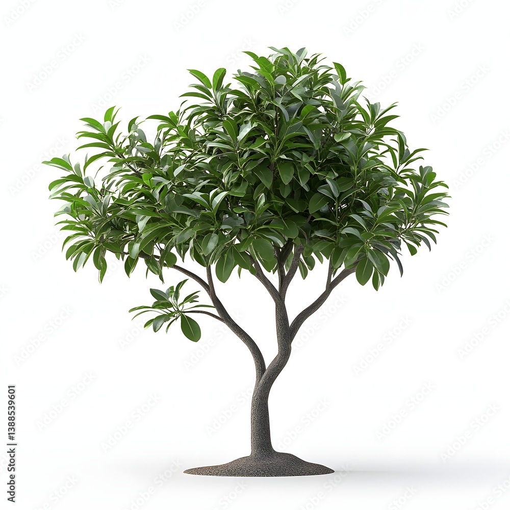 Poster green tree with full foliage isolated on a white background. fruit isolated on a white background. i