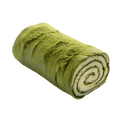 Matcha Swiss Roll Isolated on Transparent Background