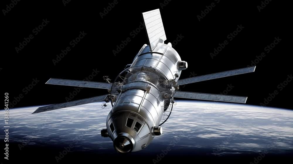 Poster satellite orbiting earth in outer space during daytime generative ai
