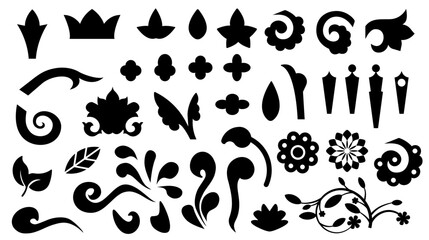 Organic shape for artistic floral composition botanical silhouette stencil