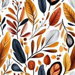 Obraz premium Seamless pattern featuring vibrant leaves in warm autumn colors creating beautiful and lively atmosphere