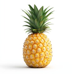 Fototapeta premium Close-up of a single ripe pineapple, isolated against a clean white background. Fruit Isolated on a white background. Ripe Pineapple