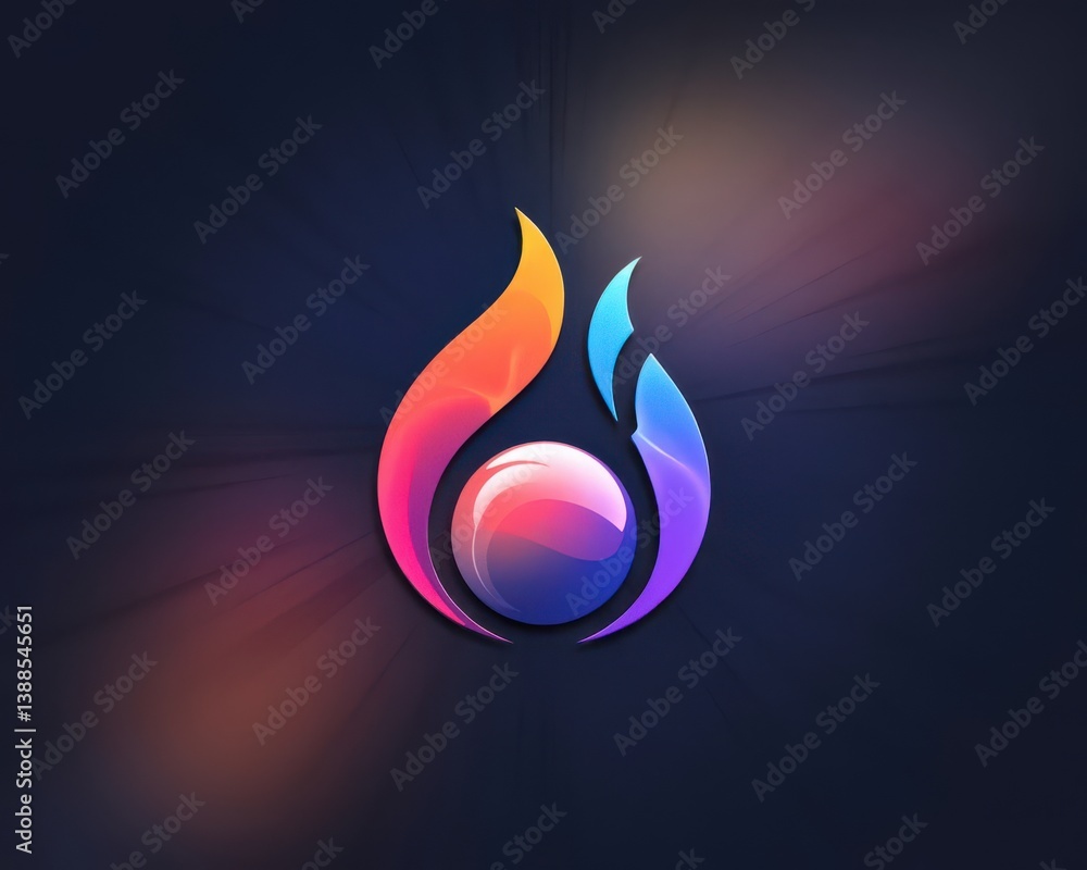 Poster abstract colorful emblem design with gradient elements and sphere center