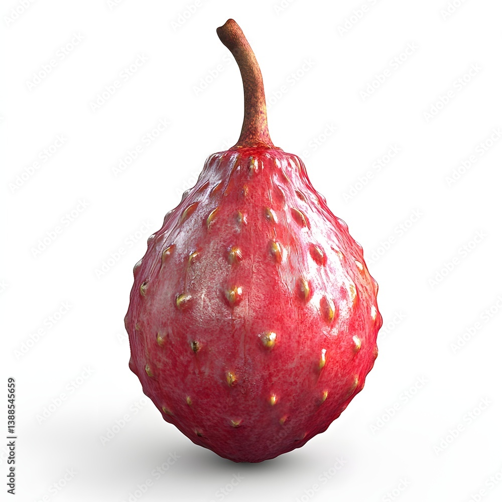 Poster a vibrant red fruit with a unique bumpy texture, isolated on a clean white background. perfect for f