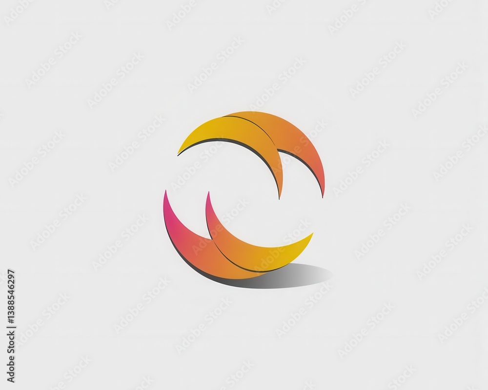 Poster circular gradient abstract shape with shadow for logo and icon designs