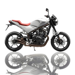 Fototapeta premium Silver Motorcycle: Images & Specs isolated on transparent background
