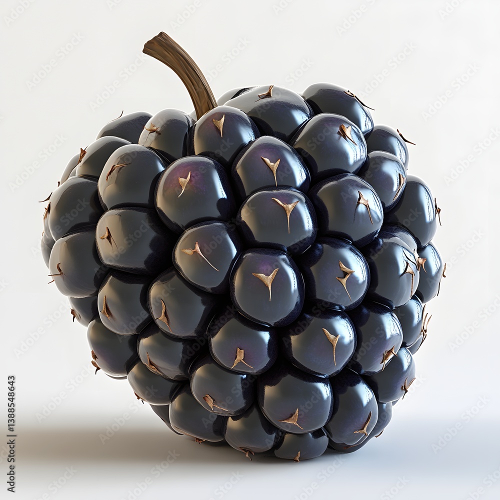 Poster a striking close-up captures the intricate detail of a single blackberry, showcasing its deep textur