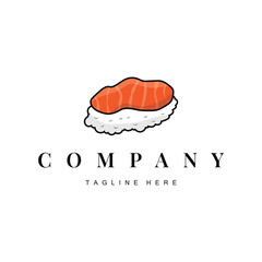 japanese chinese food design simple sushi logo with sushi and chopstick silhouette concept for food business, restaurant, bar sushi template illustration