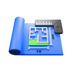 Blueprint Floor Plan with Scale Ruler