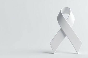 White awareness ribbon with shadow isolated on white background.