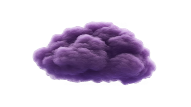 Fluffy Purple Cloud Illustration Floating Against Transparent Background