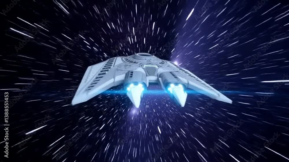 Poster space ships engage in hyperspace travel and acceleration jump generative ai
