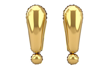 Golden Shiny Exclamation Mark Balloon Isolated on Transparent Background