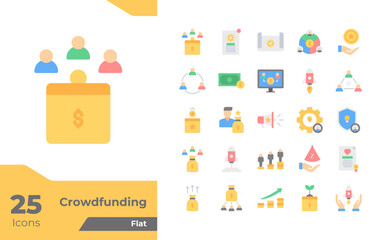 Crowdfunding Flat Icons