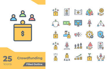 Crowdfunding Filled Color Icons