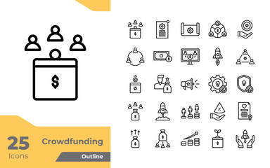 Crowdfunding Outline Icons