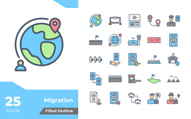Migration Filled Outline Icons