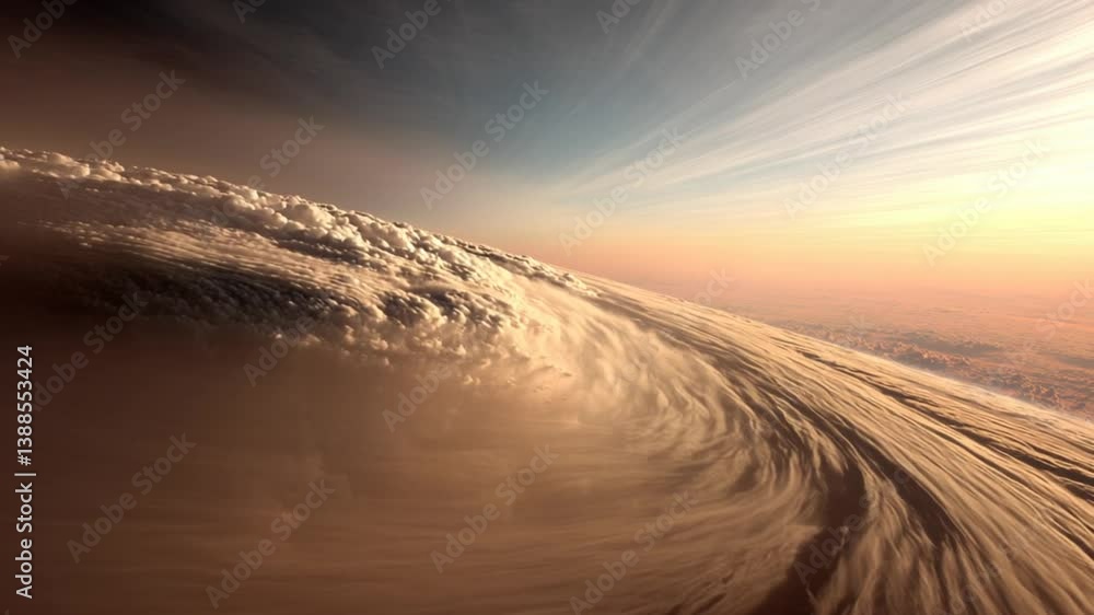 Poster massive swirl of clouds over the horizon in outer space generative ai