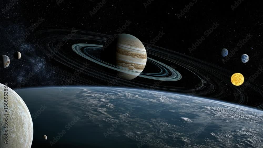 Aufkleber stunning view of planets and galaxies in vast outer space generative ai
