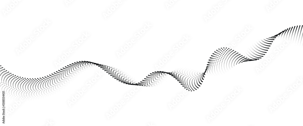 Poster flowing dot wave halftone gradient pattern on transparent background