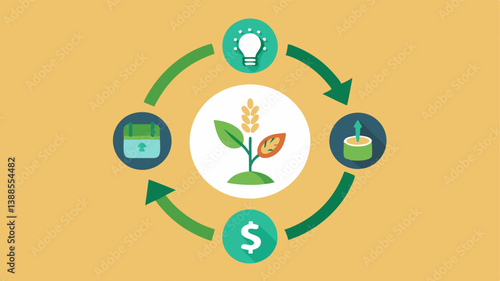 Poster crop rotation cycle an illustrated cycle of crop rotation with icons for financial growth showcasing