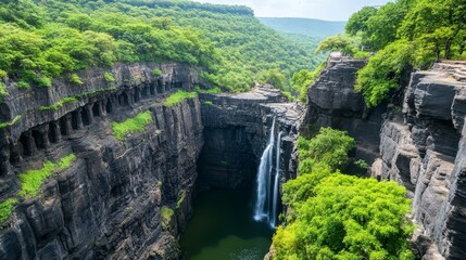 Majestic Waterfall in Nature