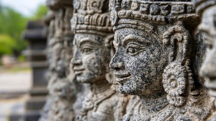 Obraz premium Ancient Stone Carvings Display